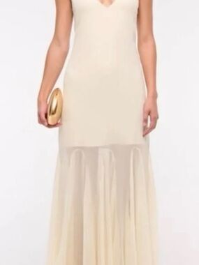 NWT Abercrombie cream chiffon maxi dress